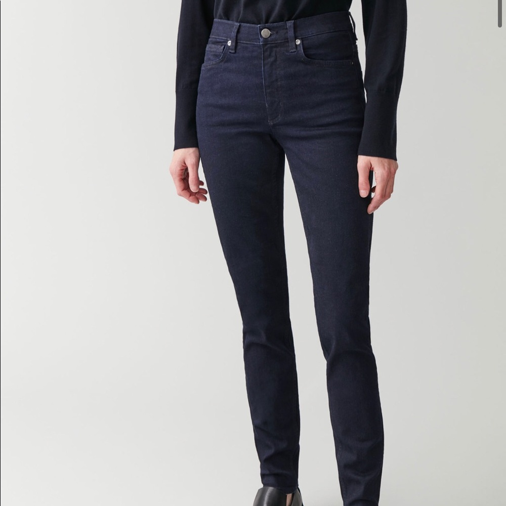 COS high rise skinny crop washed out black jeans